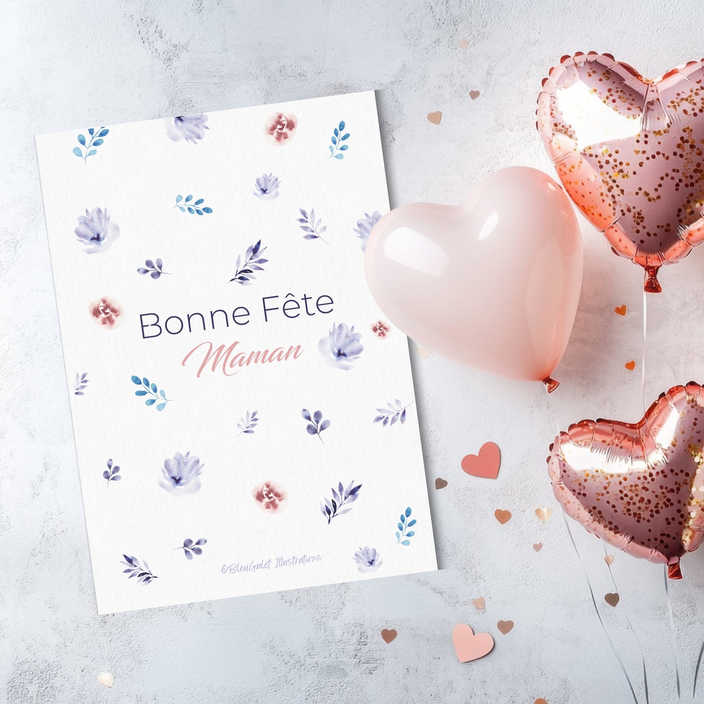 Carte Fête des Mères Bonne Fête Maman – Aquarelle Fleurs Douces