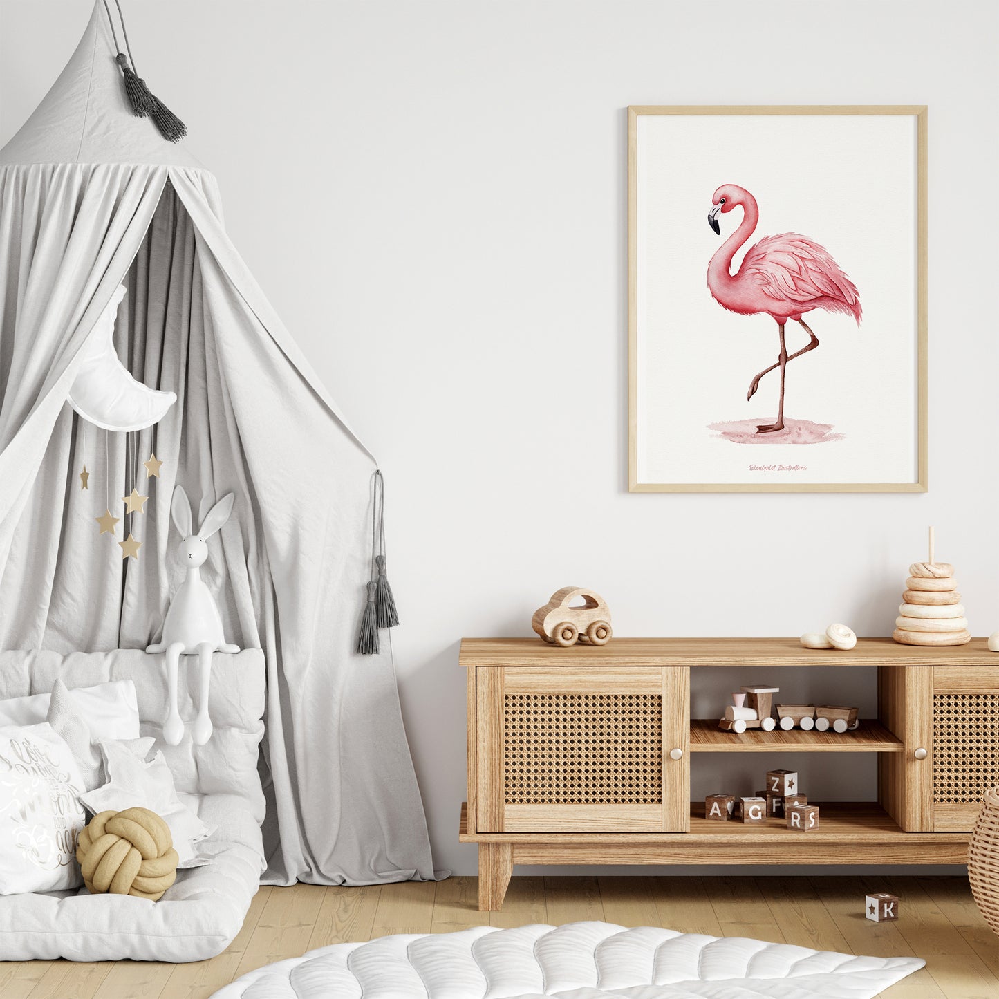 Affiche "Flamant Rose" – Illustration à l’aquarelle (Formats A5, A4, A3)