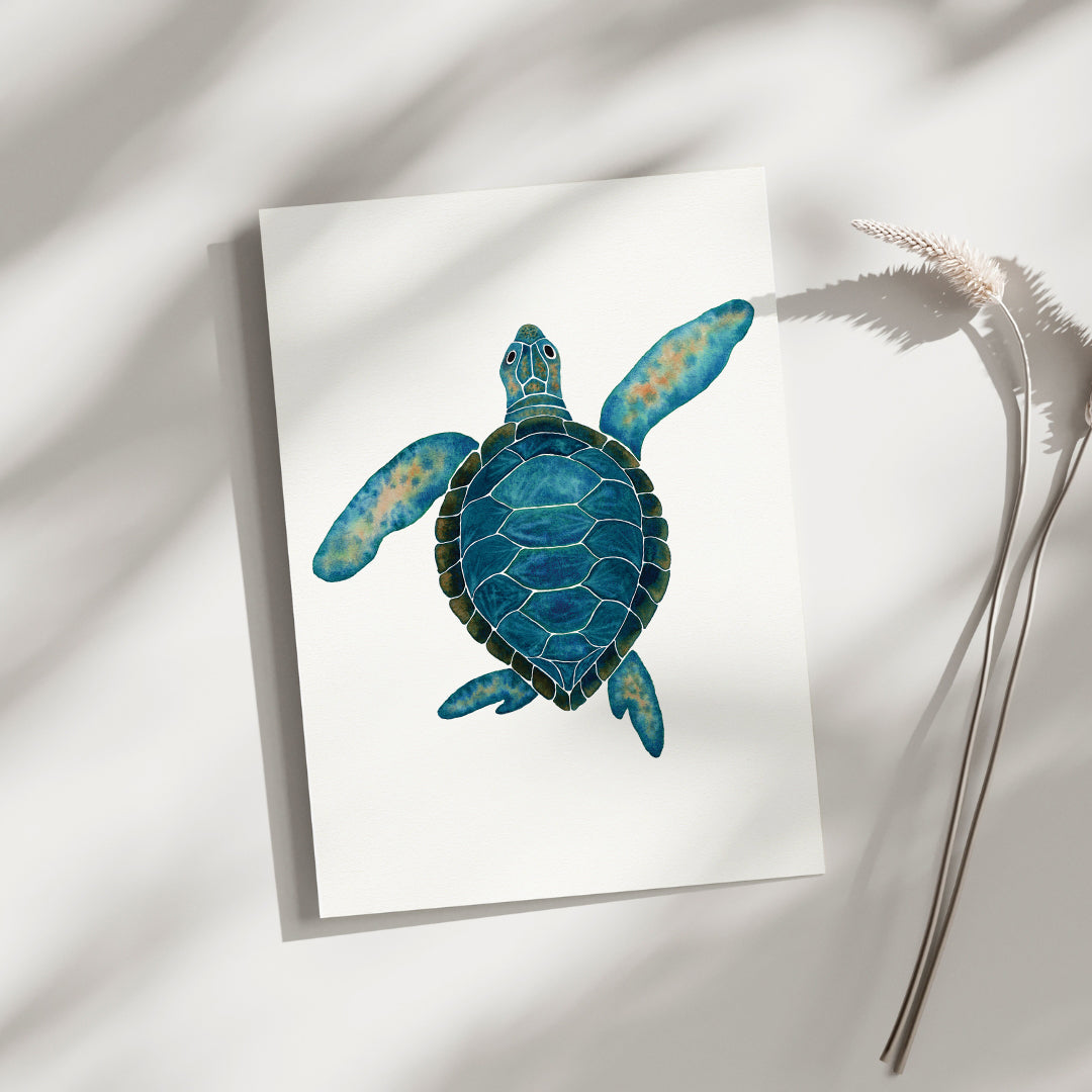 Affiche Aquarelle Tortue Marine – Illustration Fine Art