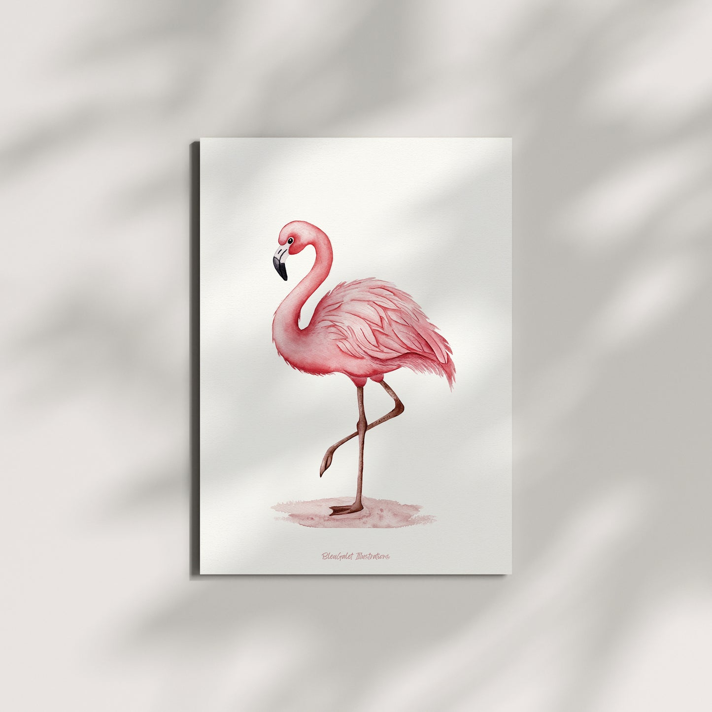 Affiche "Flamant Rose" – Illustration à l’aquarelle (Formats A5, A4, A3)