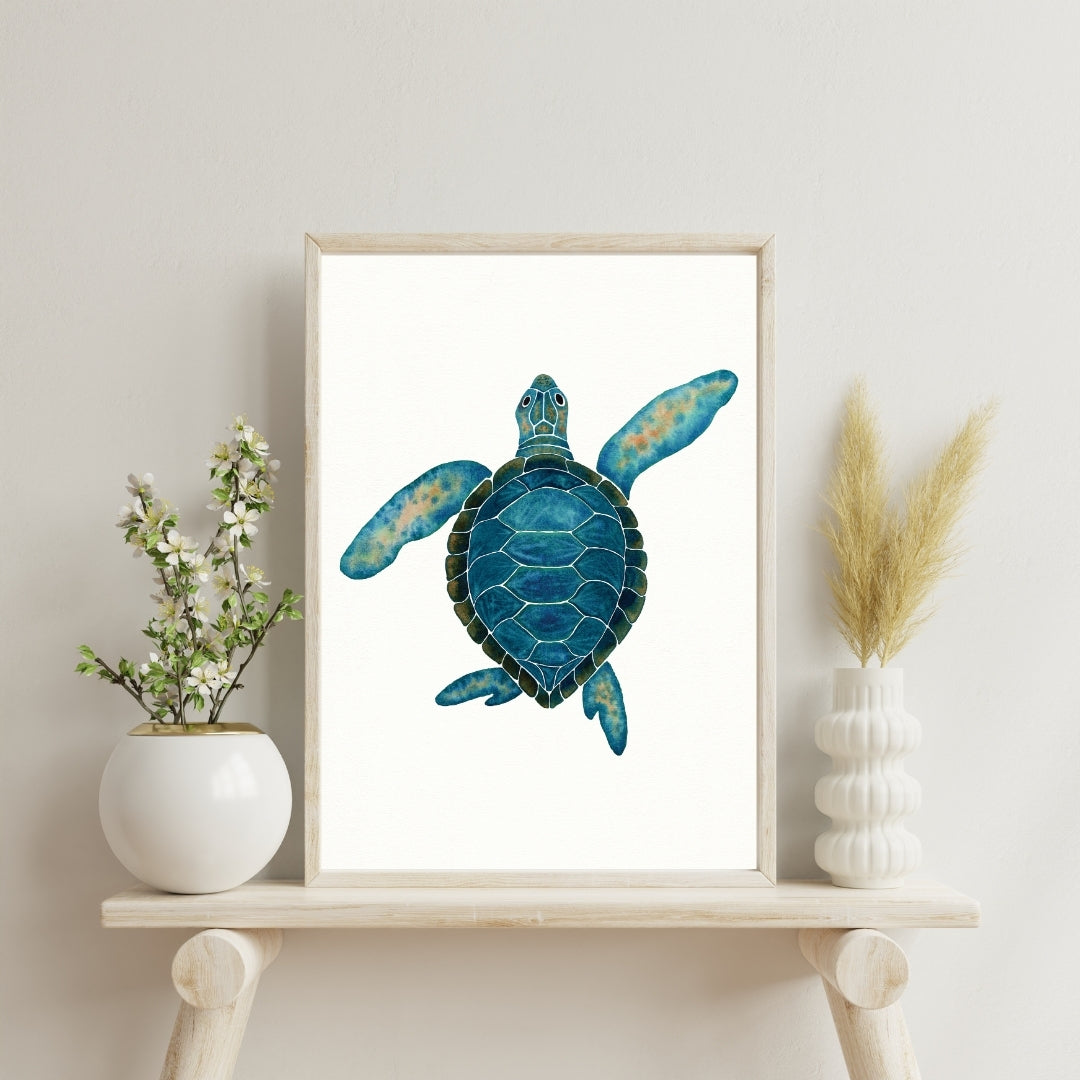 Affiche Aquarelle Tortue Marine – Illustration Fine Art